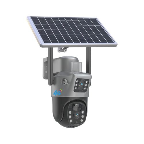 Solar powered 4g Dual lens security camera 4mp- cctv camera with free memory card 128gb