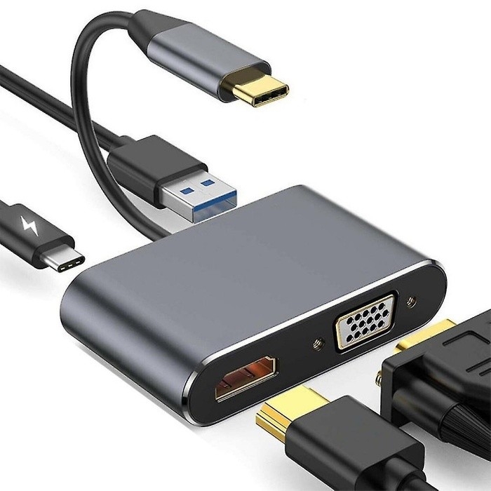 Type-C to HUB PD HDMI+VGA+USB